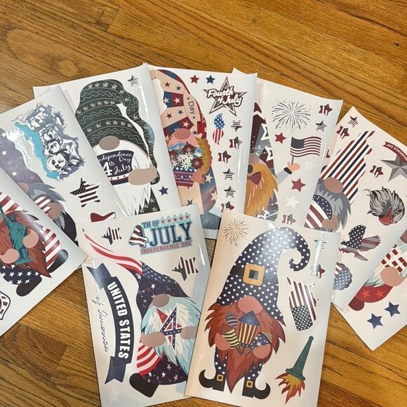 9 pack Independence Day 4th of July Gnome window cling Party Decoration - Picture 2 of 3